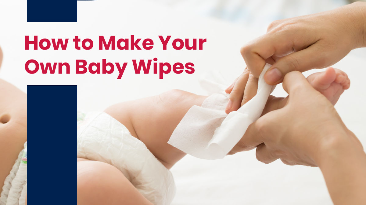 Homemade baby wipes being used on skin