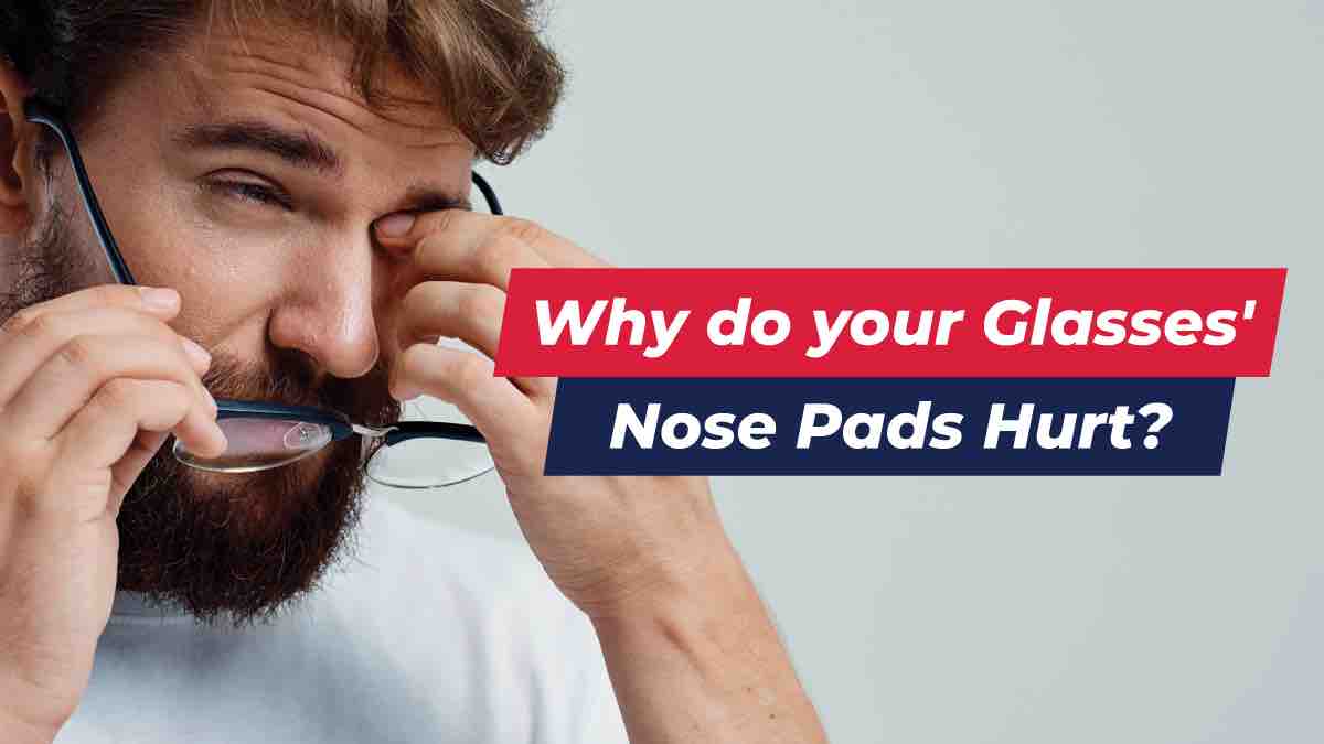 Man with painful nose pads for glasses